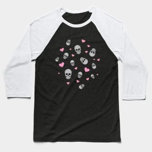 Skulls and hearts Baseball T-Shirt